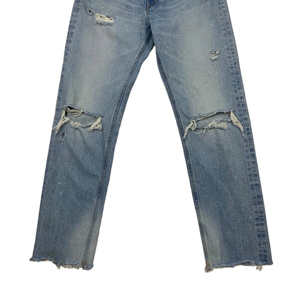 Moussy Vintage Odessa Wide Straight Leg Jeans 25 Light Blue Wash Button Fly - Picture 10 of 12